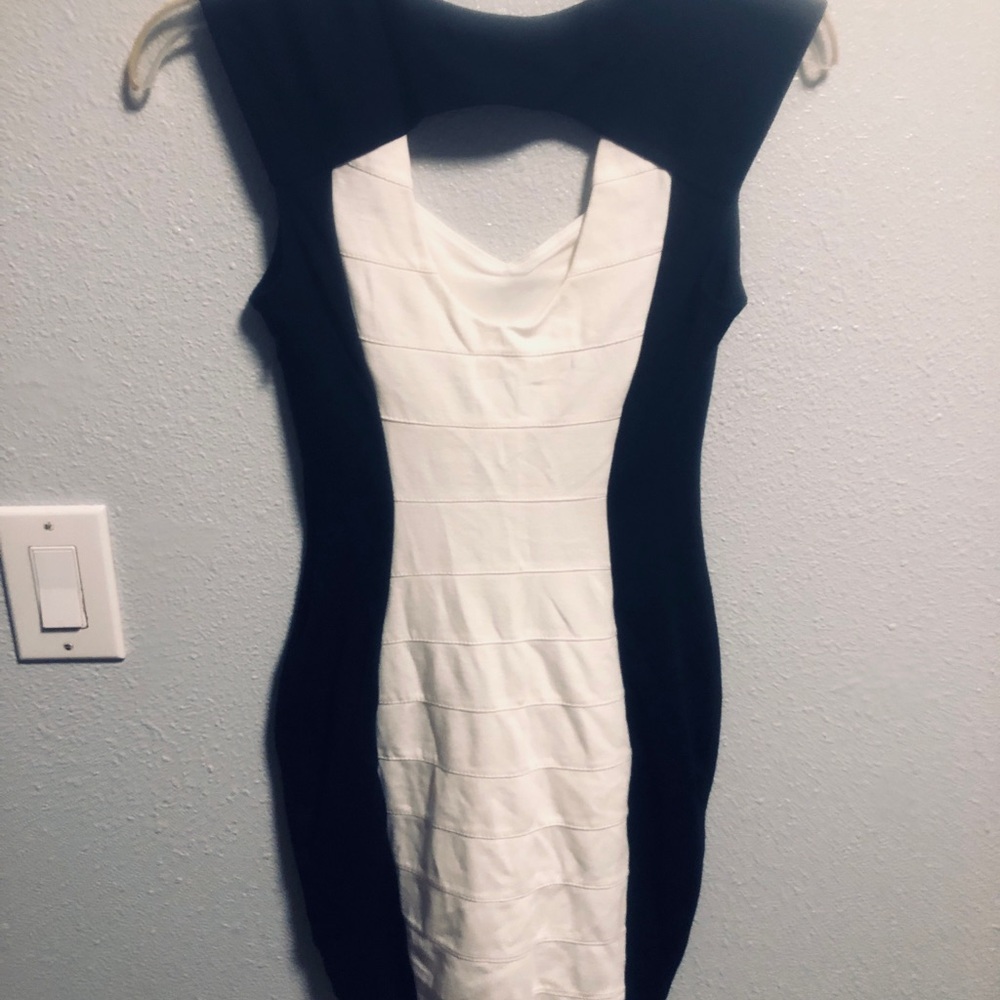Express Black and White One-Shoulder Bodycon Dress